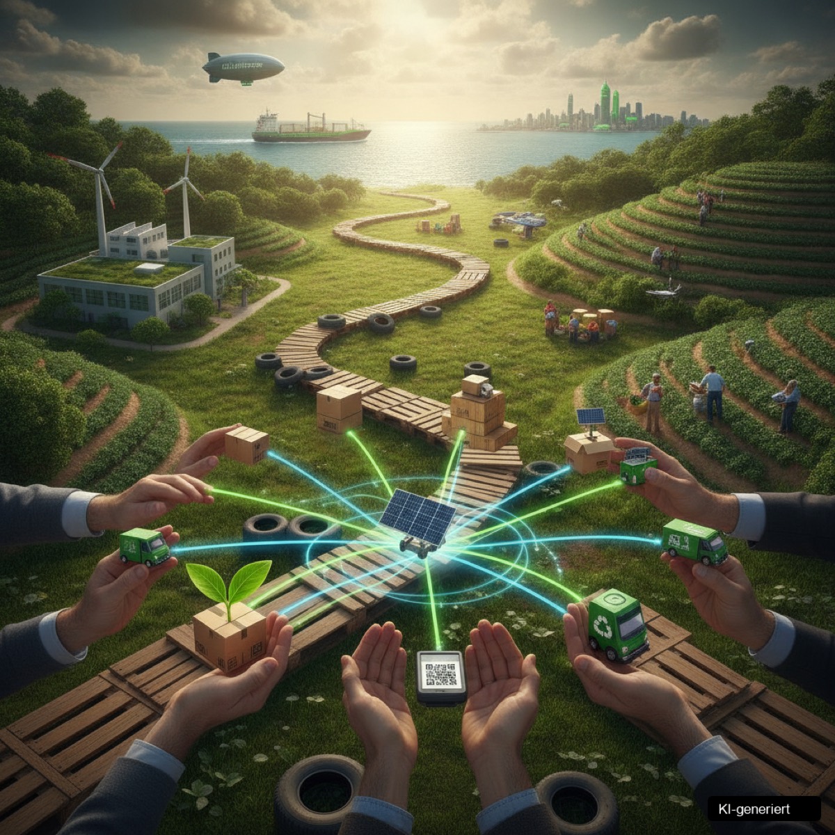 Grafische Darstellung von Warnsignalen für Greenwashing bei nachhaltiger Beschaffung Lieferanten.